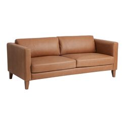 Abrie Vintage Tan Leather Sofa