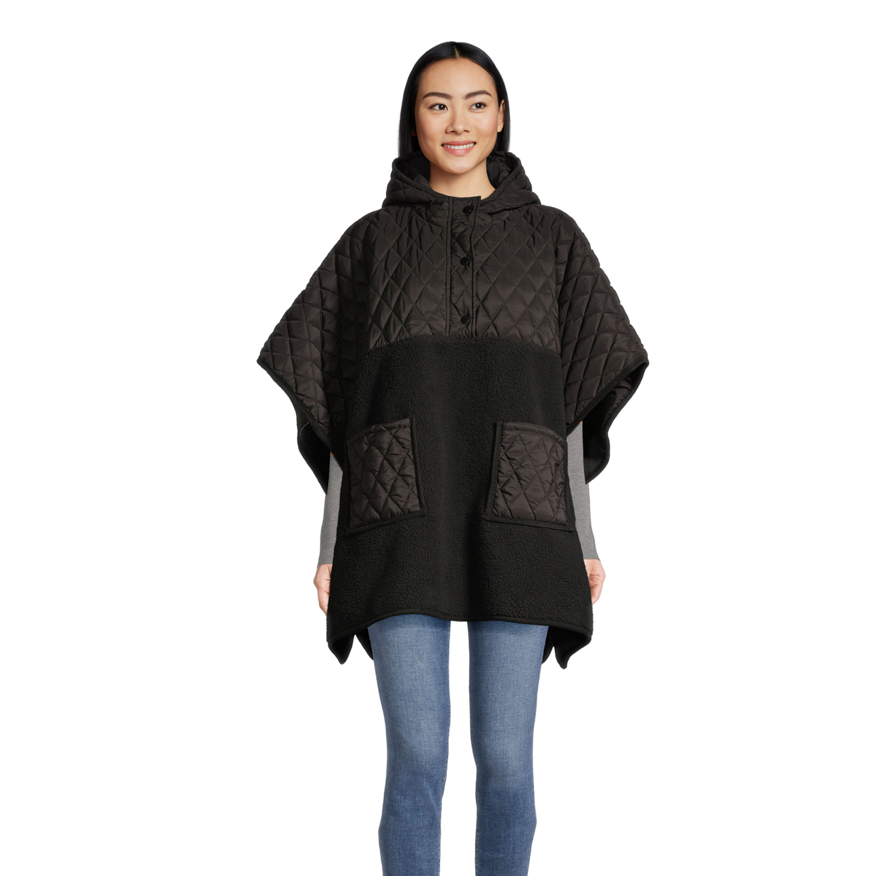 Hooded poncho with pockets hot sale