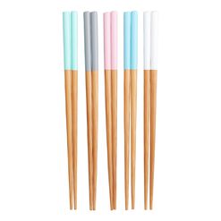 Multicolor Pastel Dipped Bamboo Chopsticks 5 Pack
