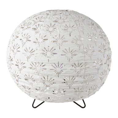 Neysa White Laser Cut Fabric Globe Accent Lamp Neysa White Laser Cut Fabric Globe Accent Lamp