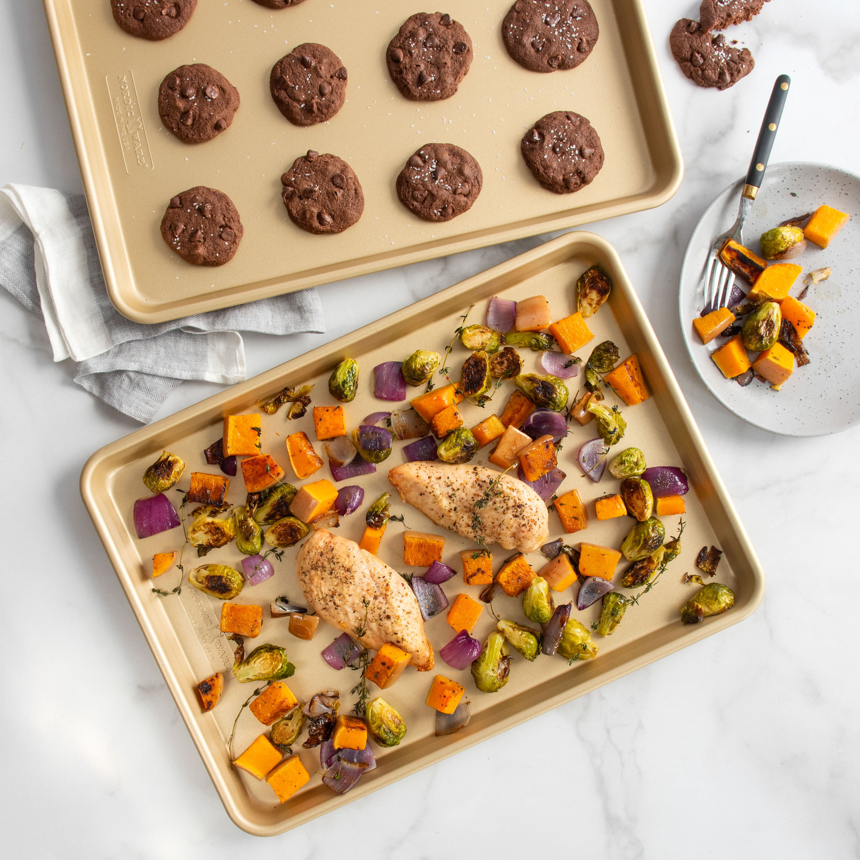 Nordic Ware Naturals Gold Nonstick Half Sheet Pan 2 Pack World