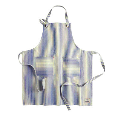Full Length Blue and White Ticking Stripe Apron Full Length Blue and White Ticking Stripe Apron