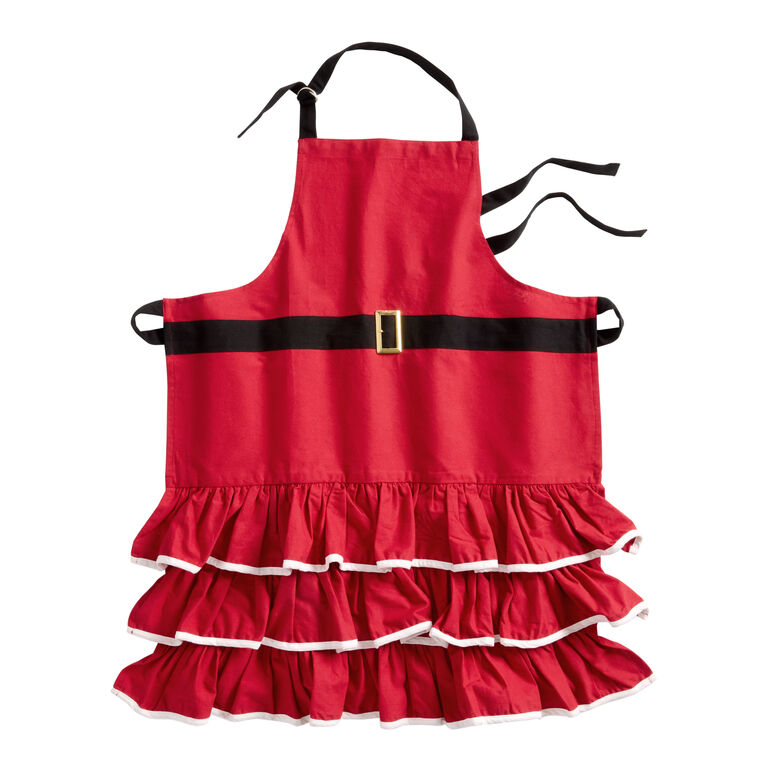 Red Mrs. Claus Ruffled Christmas Apron image number 1
