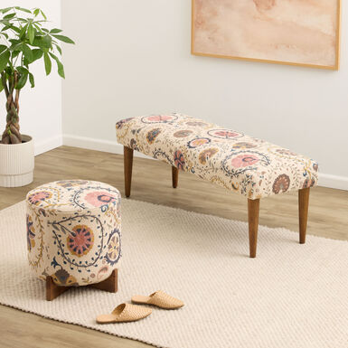 Jaipur Suzani Embroidered Cotton Rug Seating Collection Jaipur Suzani Embroidered Cotton Rug Seating Collection