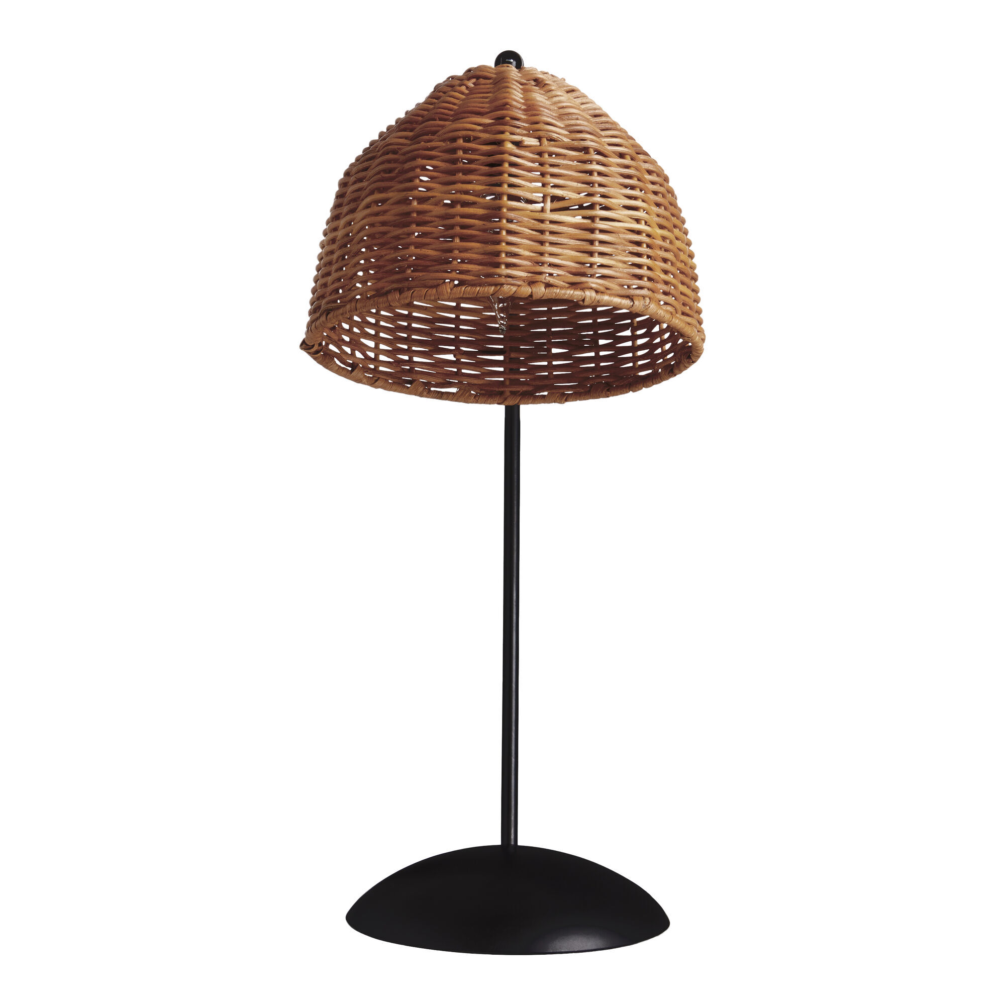 Olga Black Metal and Rattan Dome Adjustable Task Lamp