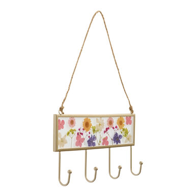 Rectangular Pressed Flower and Metal Wall Jewelry Holder Rectangular Pressed Flower and Metal Wall Jewelry Holder