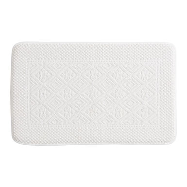 White Sculpted Diamond Flatwoven Memory Foam Bath Mat White Sculpted Diamond Flatwoven Memory Foam Bath Mat