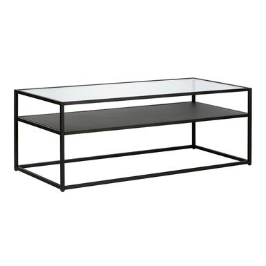 Gia Black Metal and Glass Top Coffee Table with Shelf Gia Black Metal and Glass Top Coffee Table with Shelf