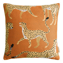 Orange Cheetahs Indoor Outdoor Throw Pillow