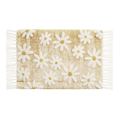 Yellow And White Daisy Tufted Tassel Bath Mat Yellow And White Daisy Tufted Tassel Bath Mat