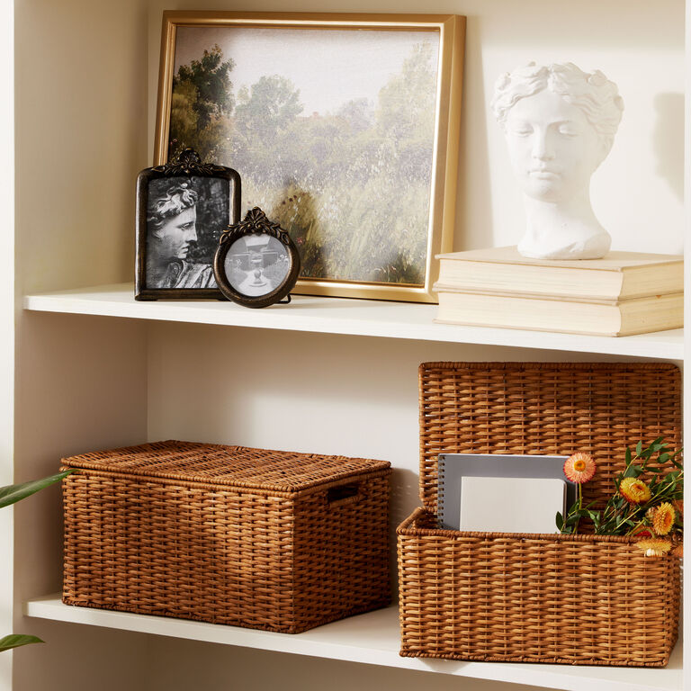 Elias Rattan Utility Basket With Lid 2 Piece Set image number 2