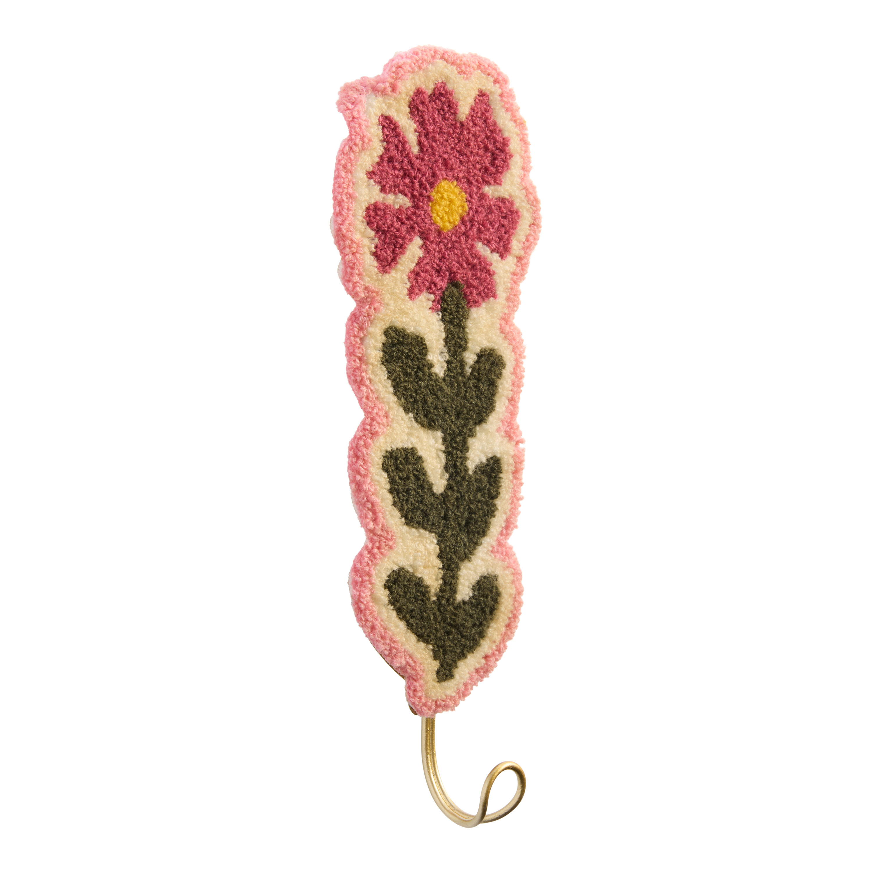 Mauve and Gold Floral Tufted Wall Hook image number 2