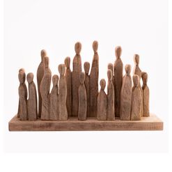Carved Mango Wood Group of Figures Decor