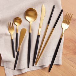 Shay Black And Gold Dinner Knife Set Of 6