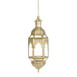 Latika Antique Gold Hanging Candle Lantern