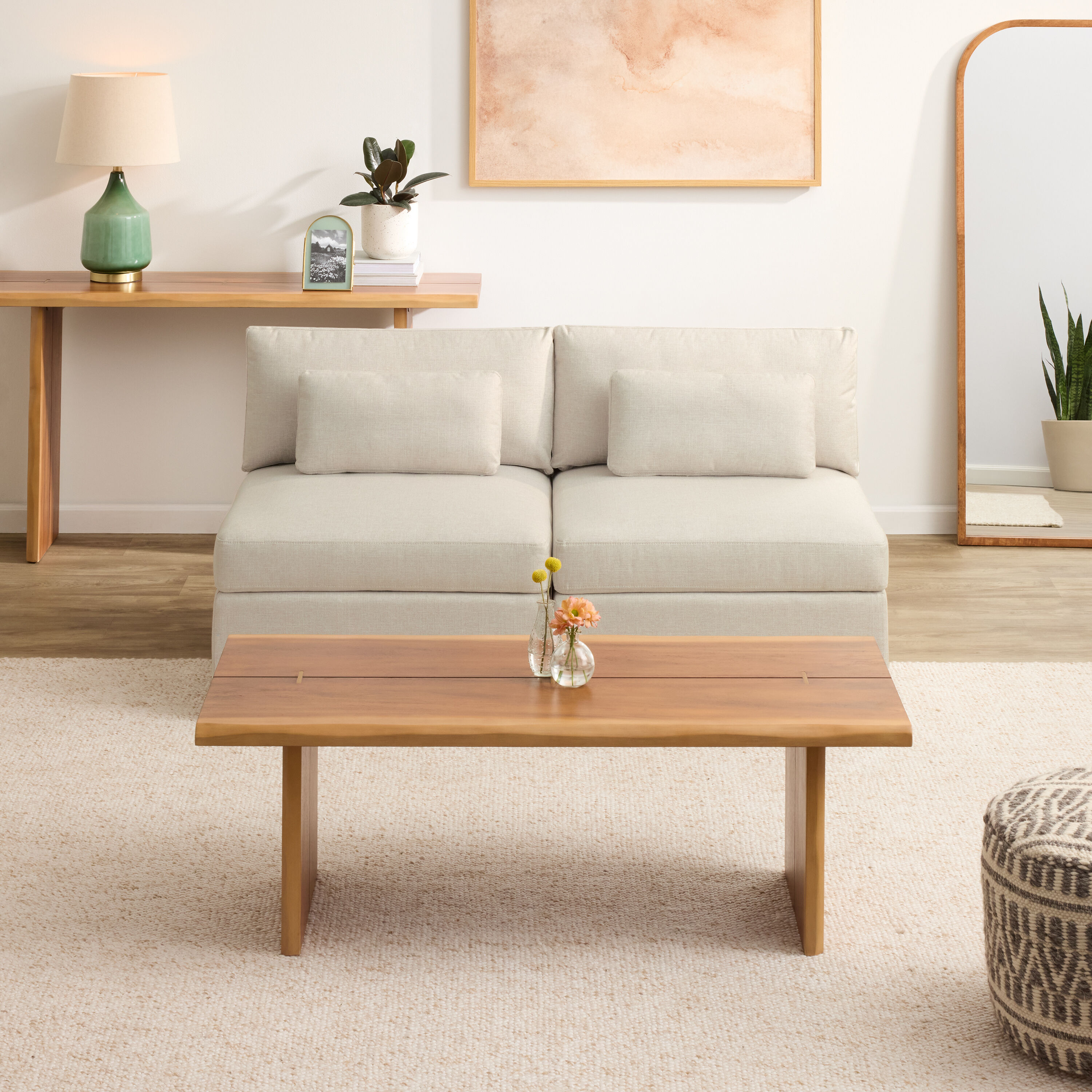 Montclair 2 Piece Armless Modular Loveseat with Storage image number 0