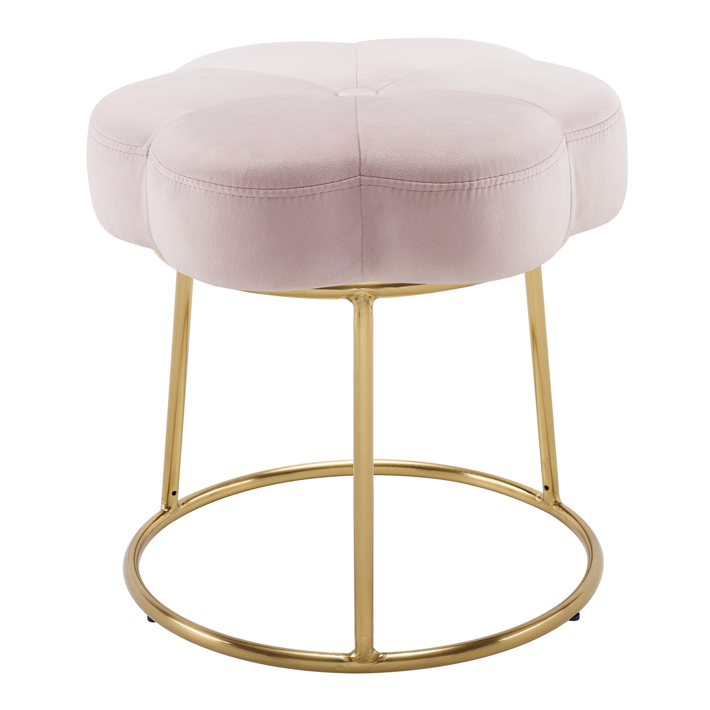 Canby Round Blue and Green Abstract Upholstered Stool World Market