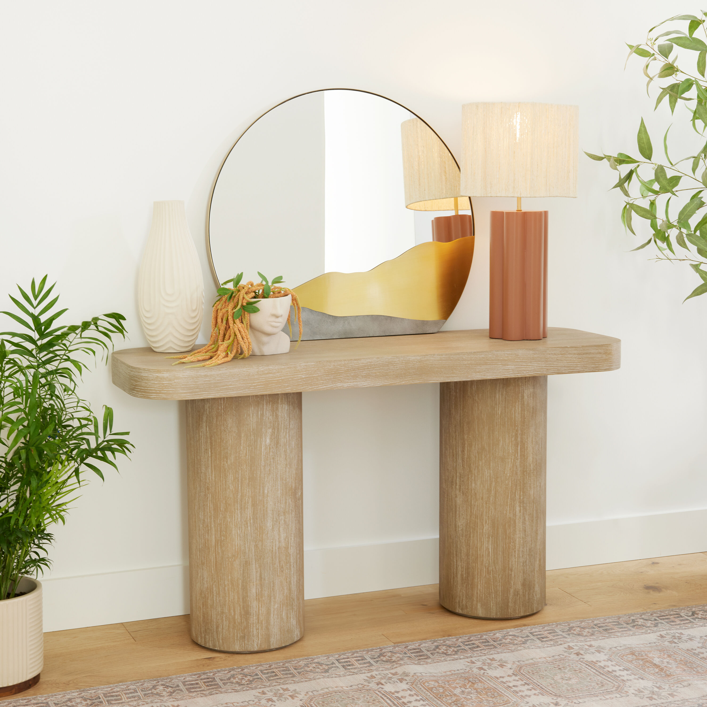 Bleached White Jute Basketweave Drum Table Lamp Shade image number 1