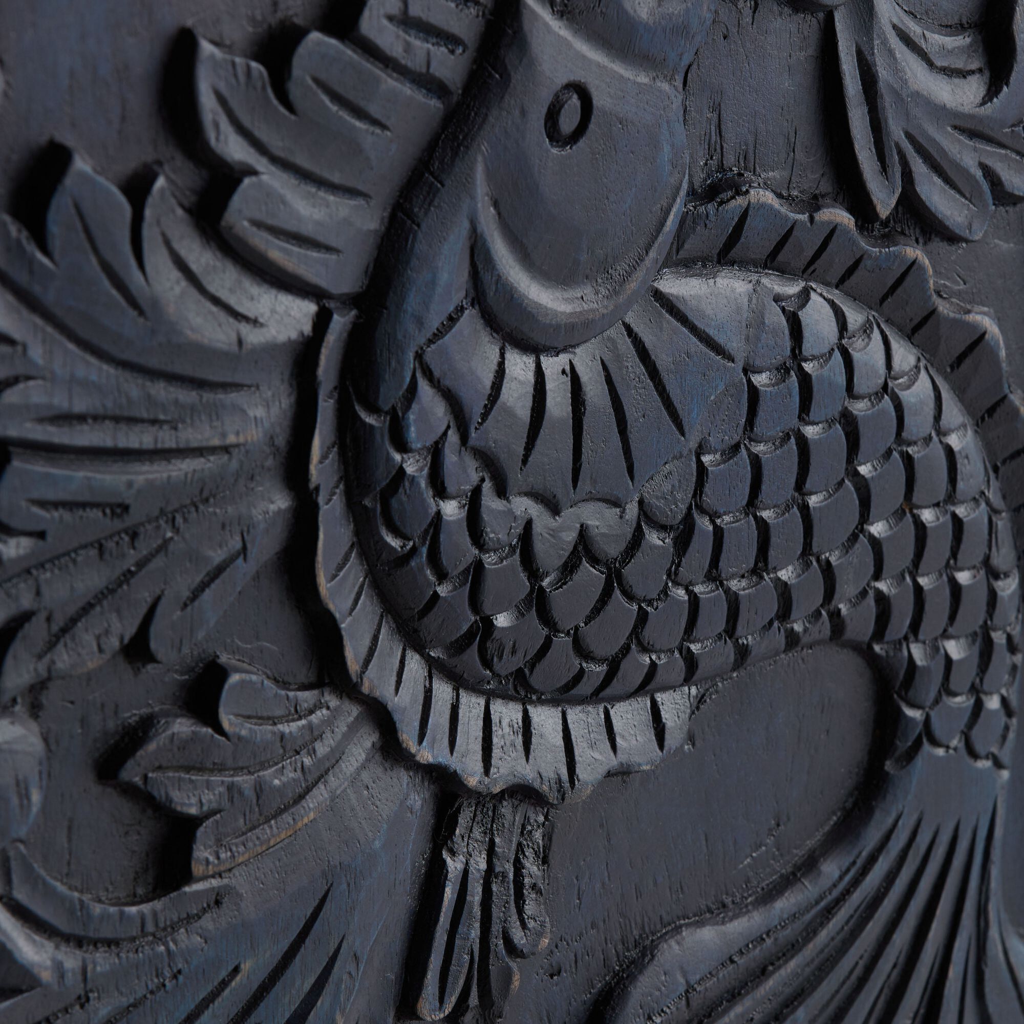 CRAFT Nairi Indigo Carved Wood Fish Storage Cabinet World Market
