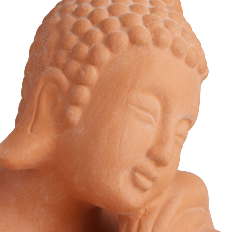 Whitewashed Terracotta Resting Buddha Outdoor Decor image number 3