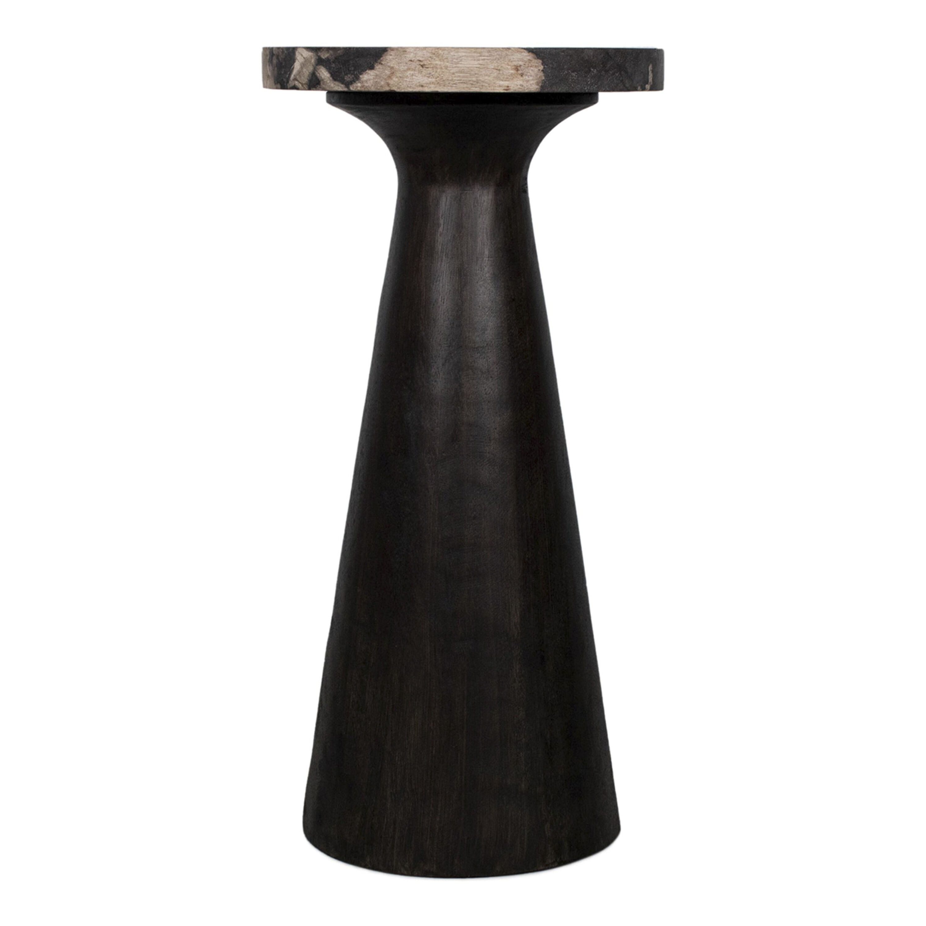 Emberly Petrified Wood Top Tapered Pedestal Side Table image number 2