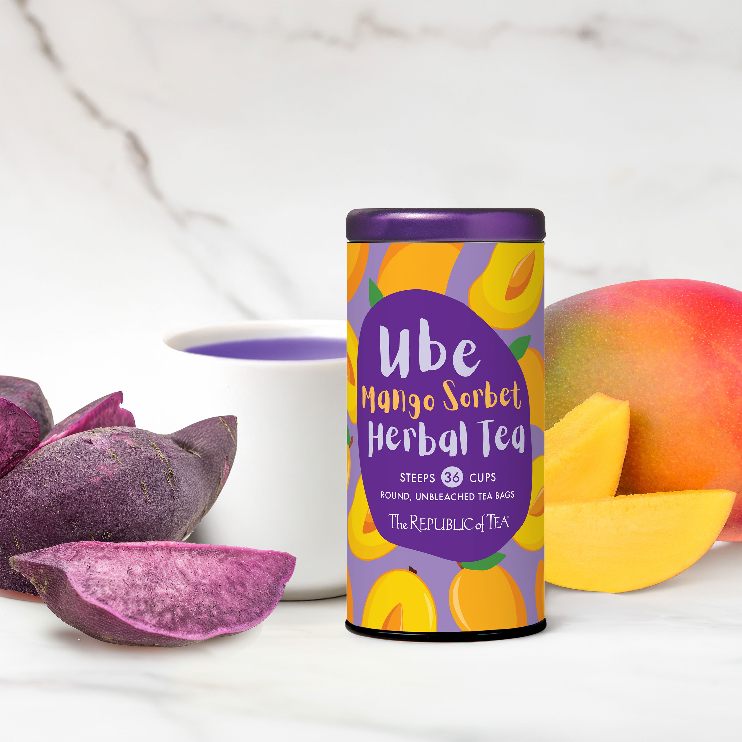 The Republic of Tea Ube Mango Sorbet Herbal Tea 36 Count