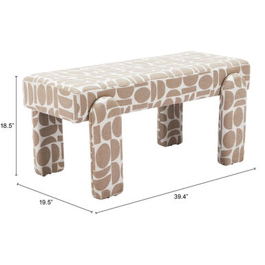 Chifin Tan and White Geo Upholstered Bench Chifin Tan and White Geo Upholstered Bench