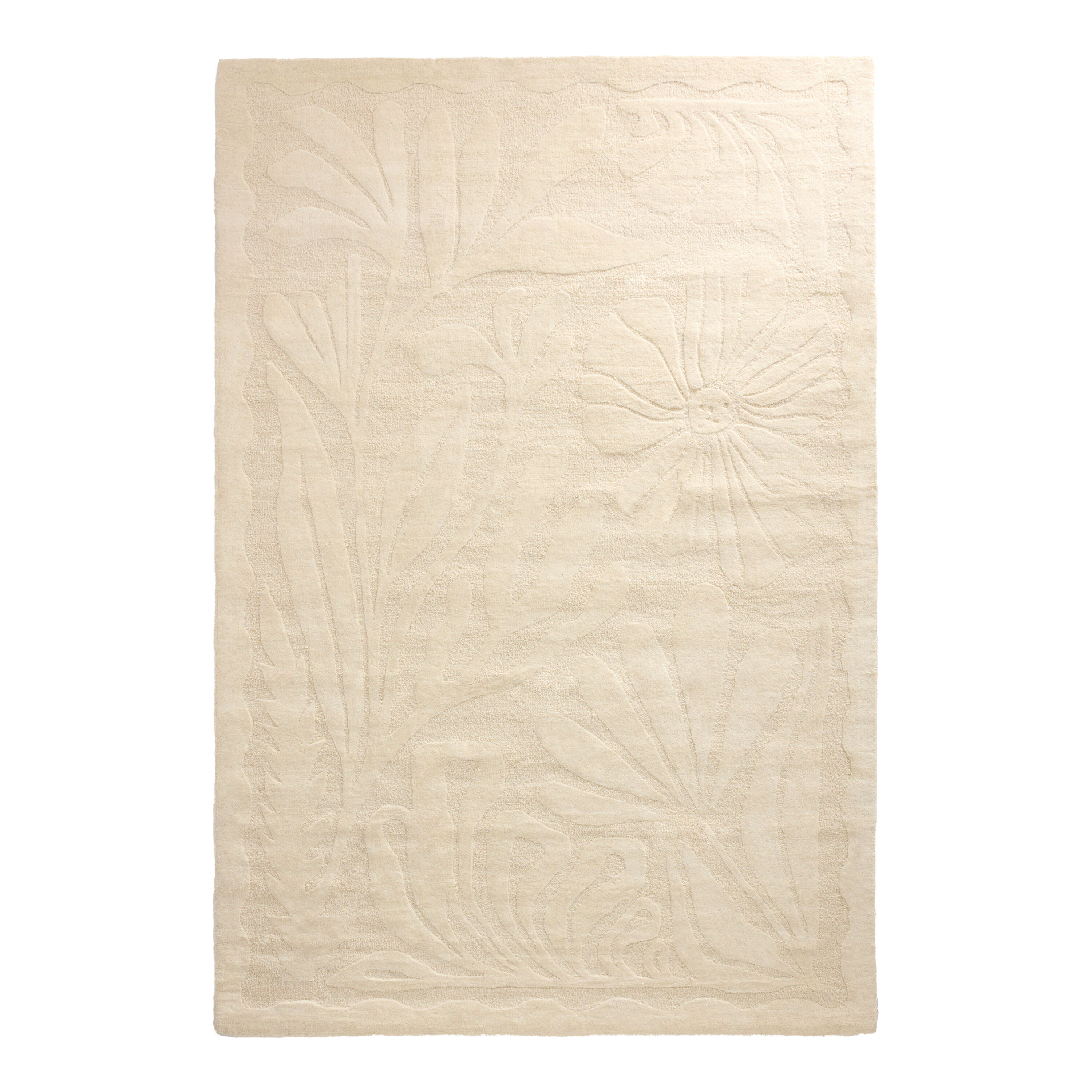 Georgina Cream Floral Hand Tufted Wool Area Rug