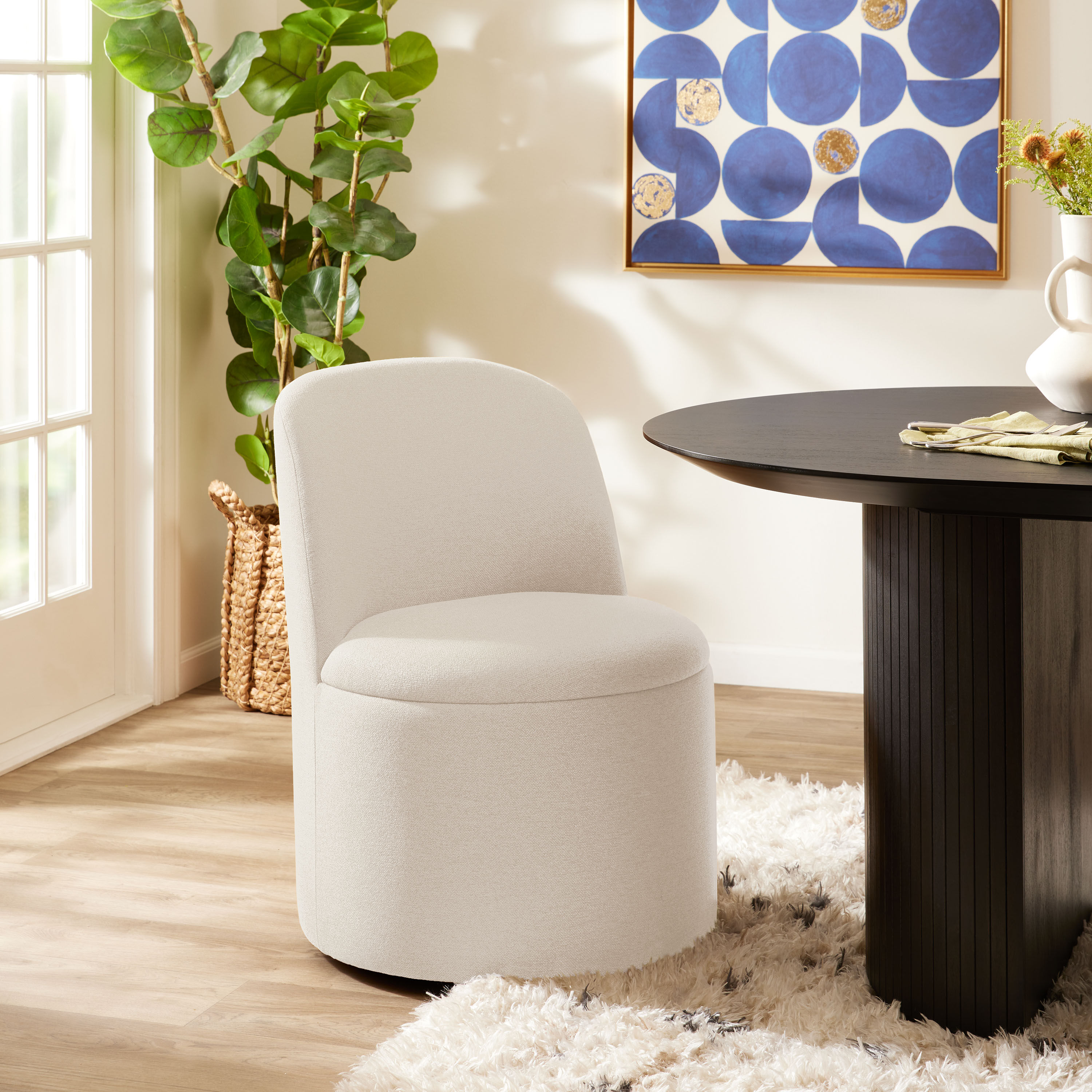 Mirah Round Upholstered Swivel Dining Chair World Market