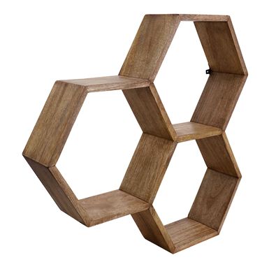 Mango Wood Honeycomb Wall Shelf Mango Wood Honeycomb Wall Shelf