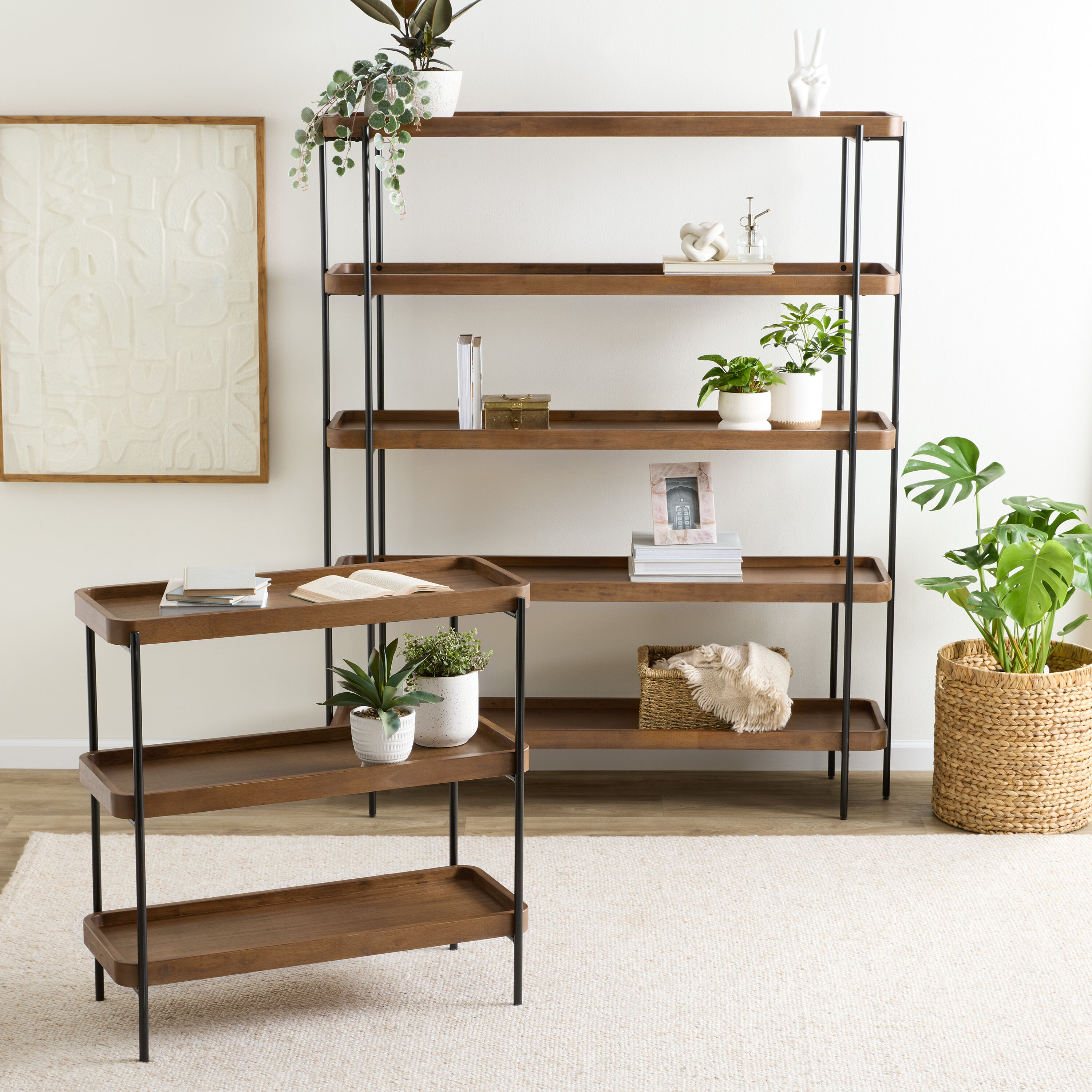 Kaili Low Vintage Acorn and Black Metal Bookshelf World Market