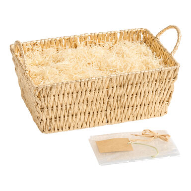 Rectangular Gold Open Weave Gift Basket Kit with Handles Rectangular Gold Open Weave Gift Basket Kit with Handles