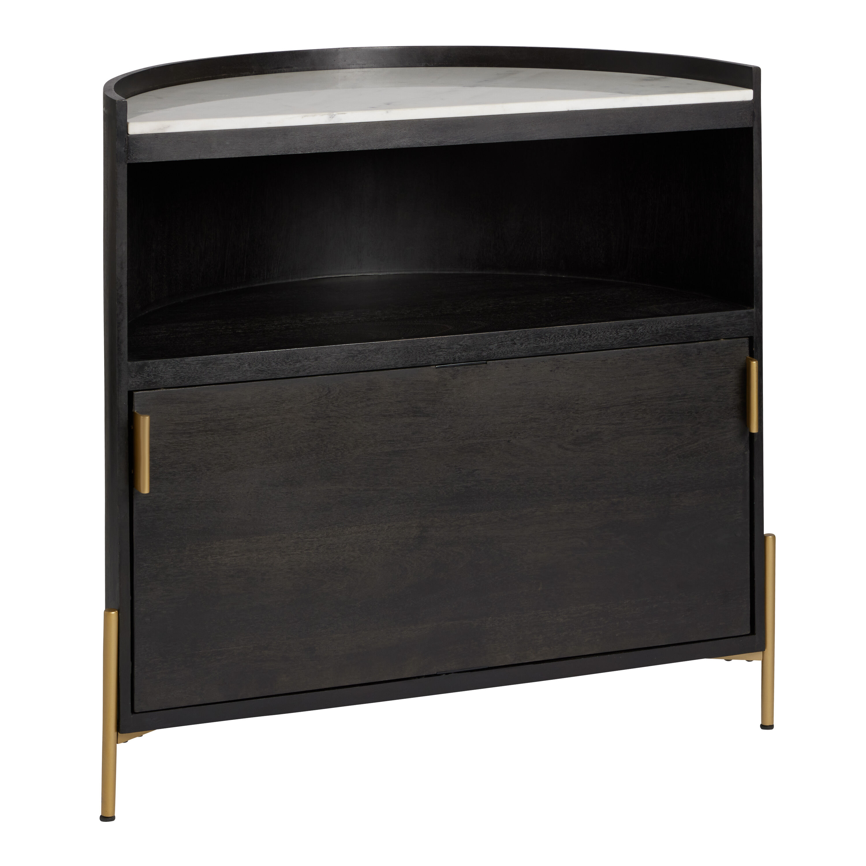 Gianni Half Circle Wood and Marble Top Bar Cabinet World Market
