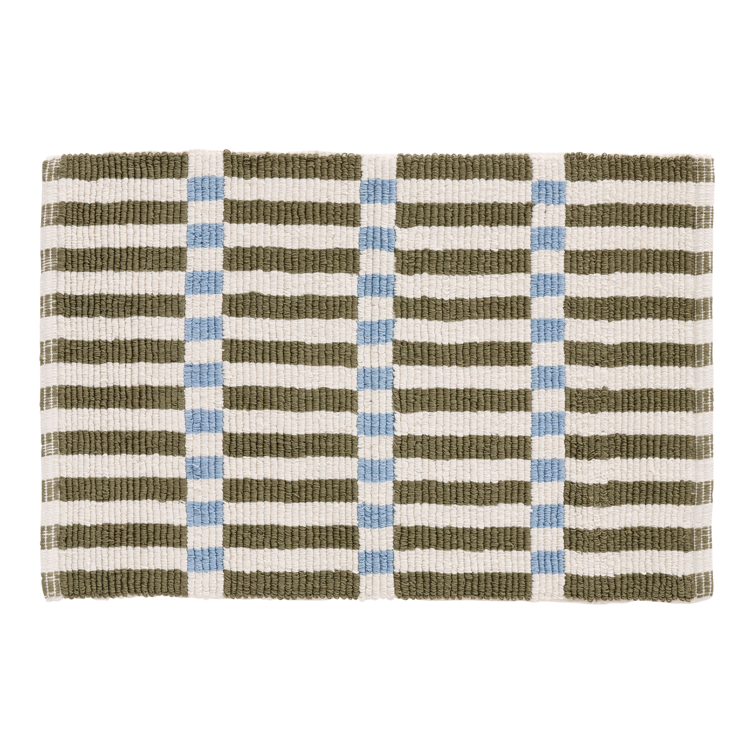 Cadence Laurel Green Offset Stripe Flatwoven Bath Mat image number 0
