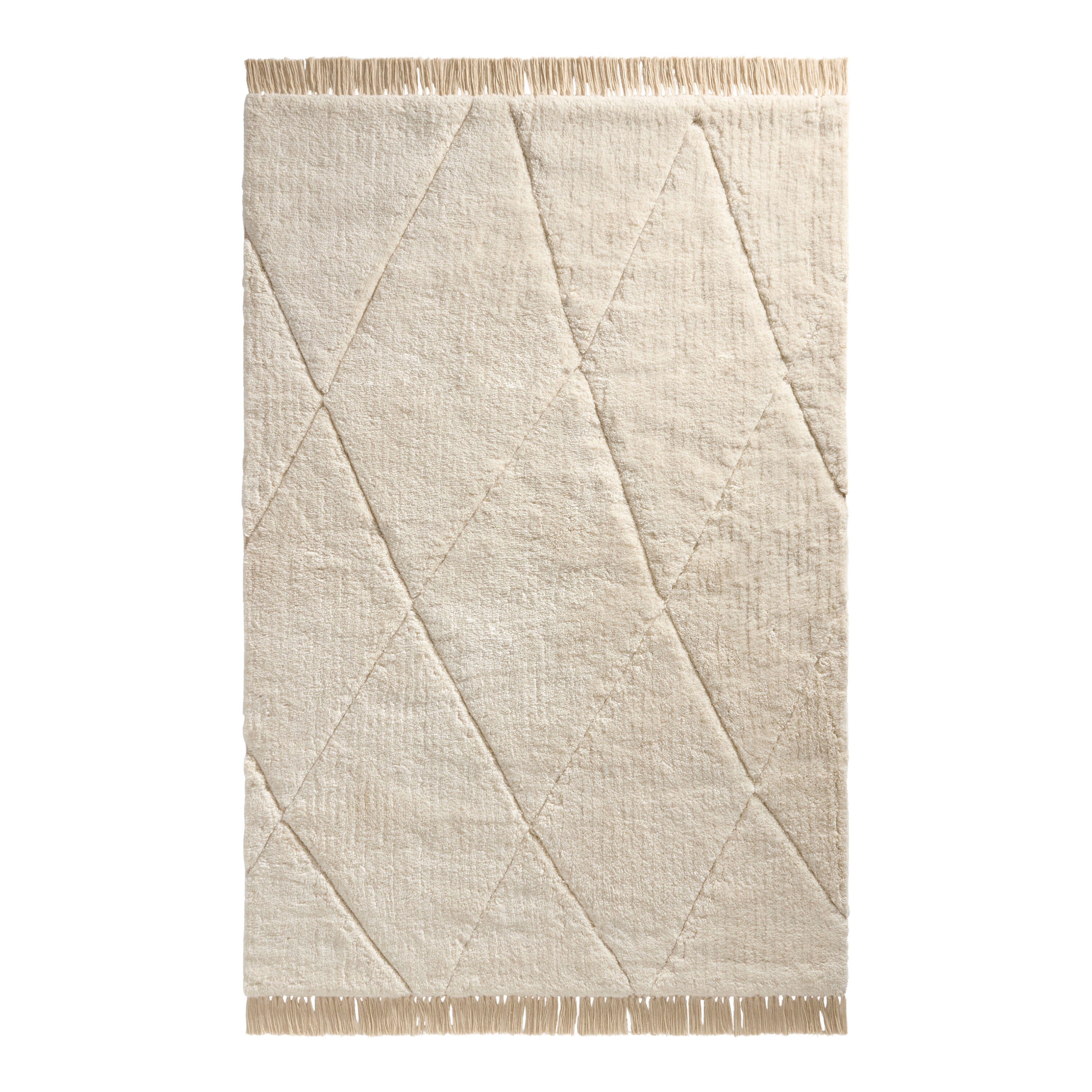 Vail Ivory Woven and Tufted Diamond Moroccan Style Area Rug image number 0