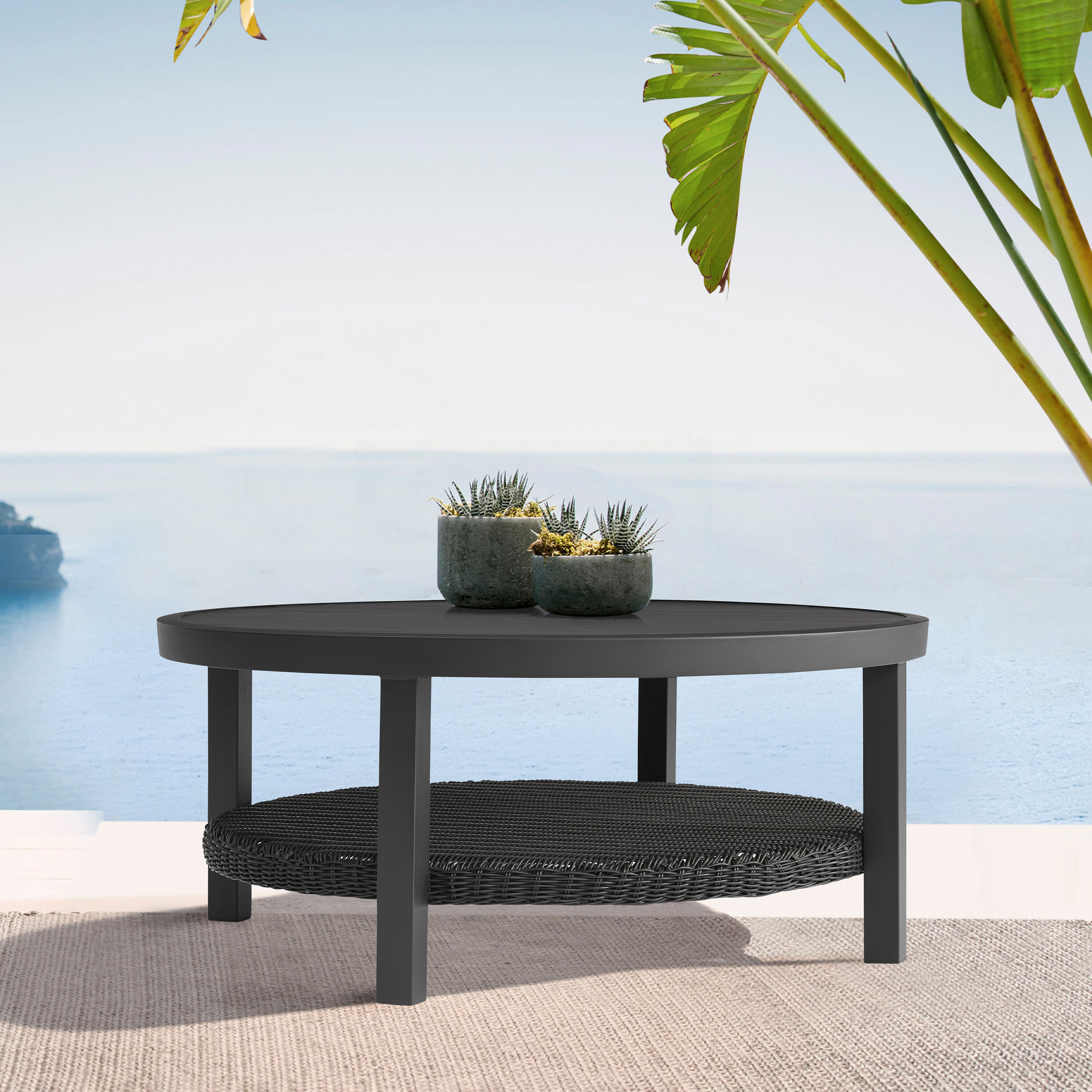Round metal outdoor coffee best sale table