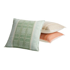 Umbud Stripe Embroidered Indoor Outdoor Throw Pillow
