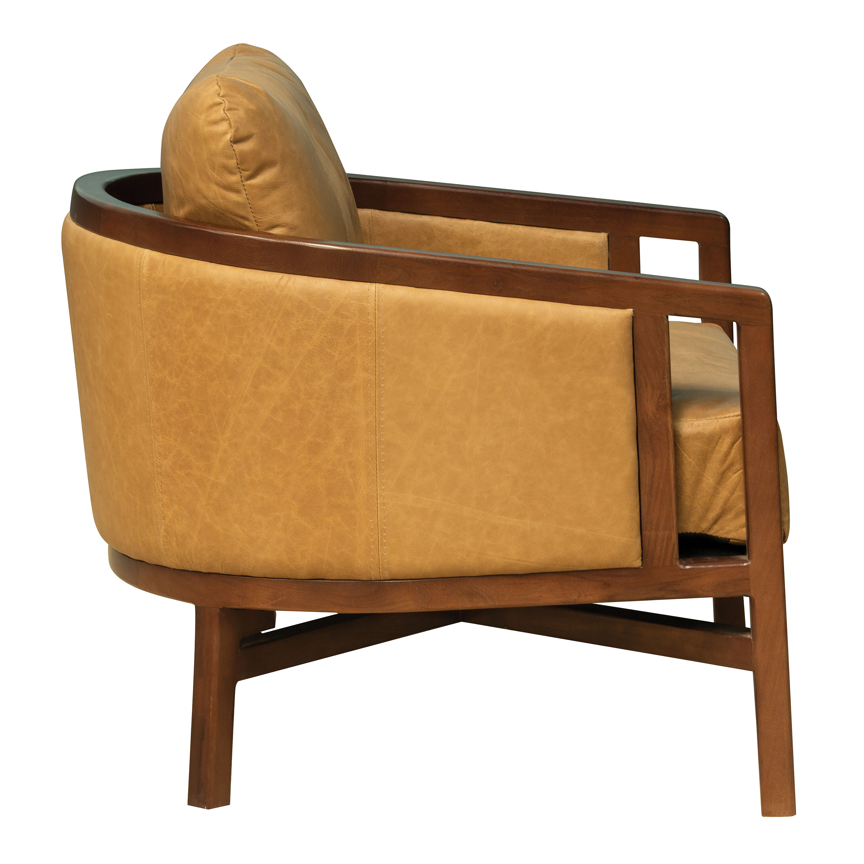 Indira Brown Top Grain Leather and Wood Upholstered Chair image number 3