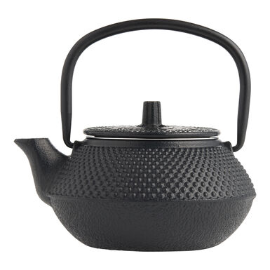 Mini Black Cast Iron Dotted Geo Embossed Infuser Teapot Mini Black Cast Iron Dotted Geo Embossed Infuser Teapot