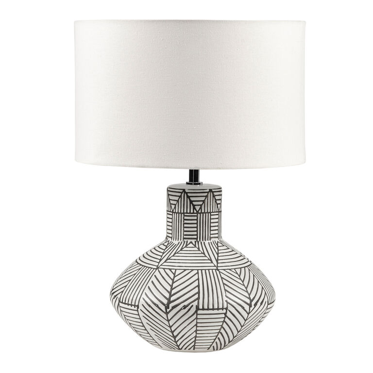 Vino Black and White Geo Stripe Ceramic Table Lamp image number 1