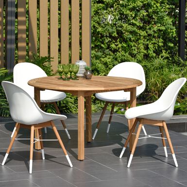 Karlovac Teak Wood 5 Piece Outdoor Dining Set Karlovac Teak Wood 5 Piece Outdoor Dining Set