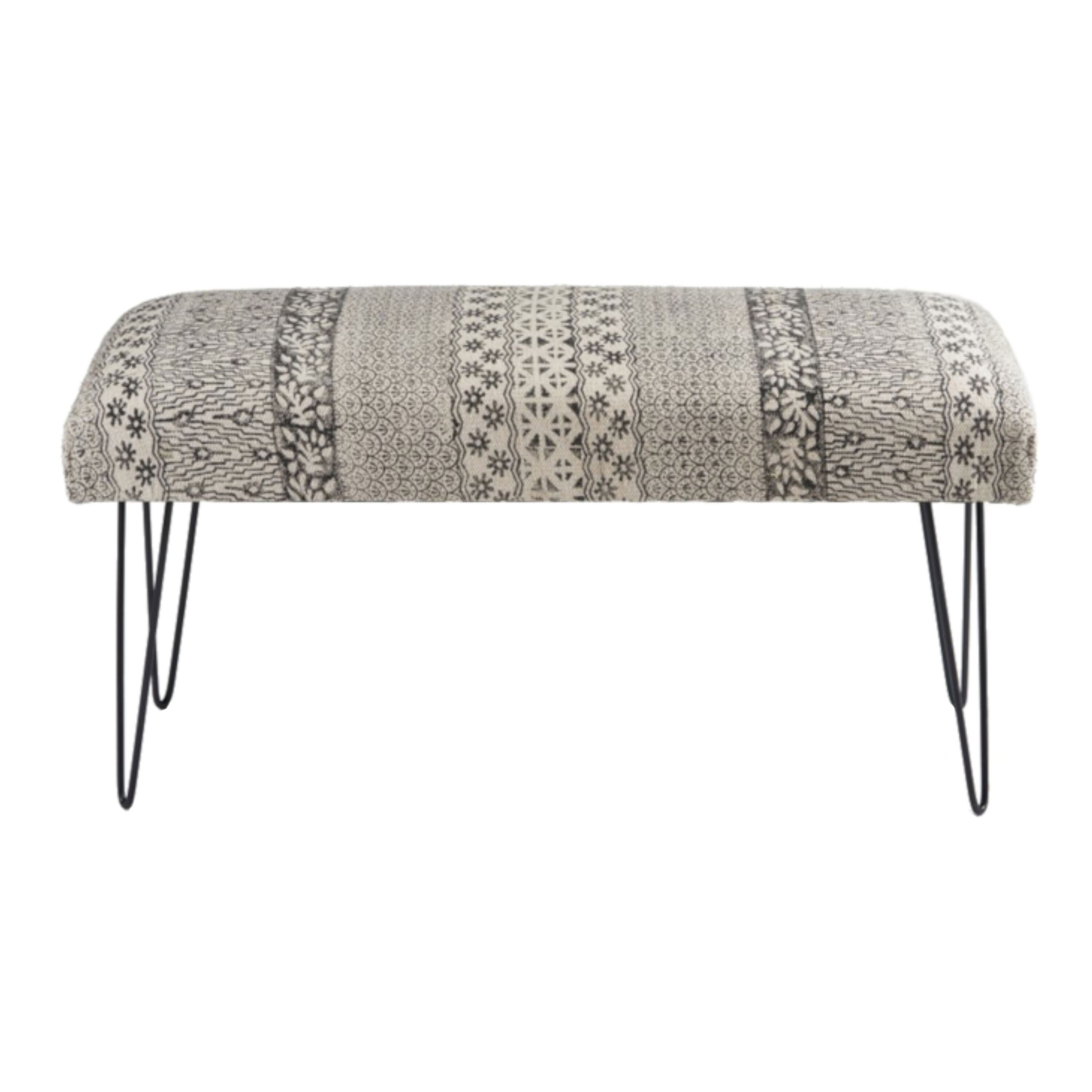 Black and online white upholstered bench