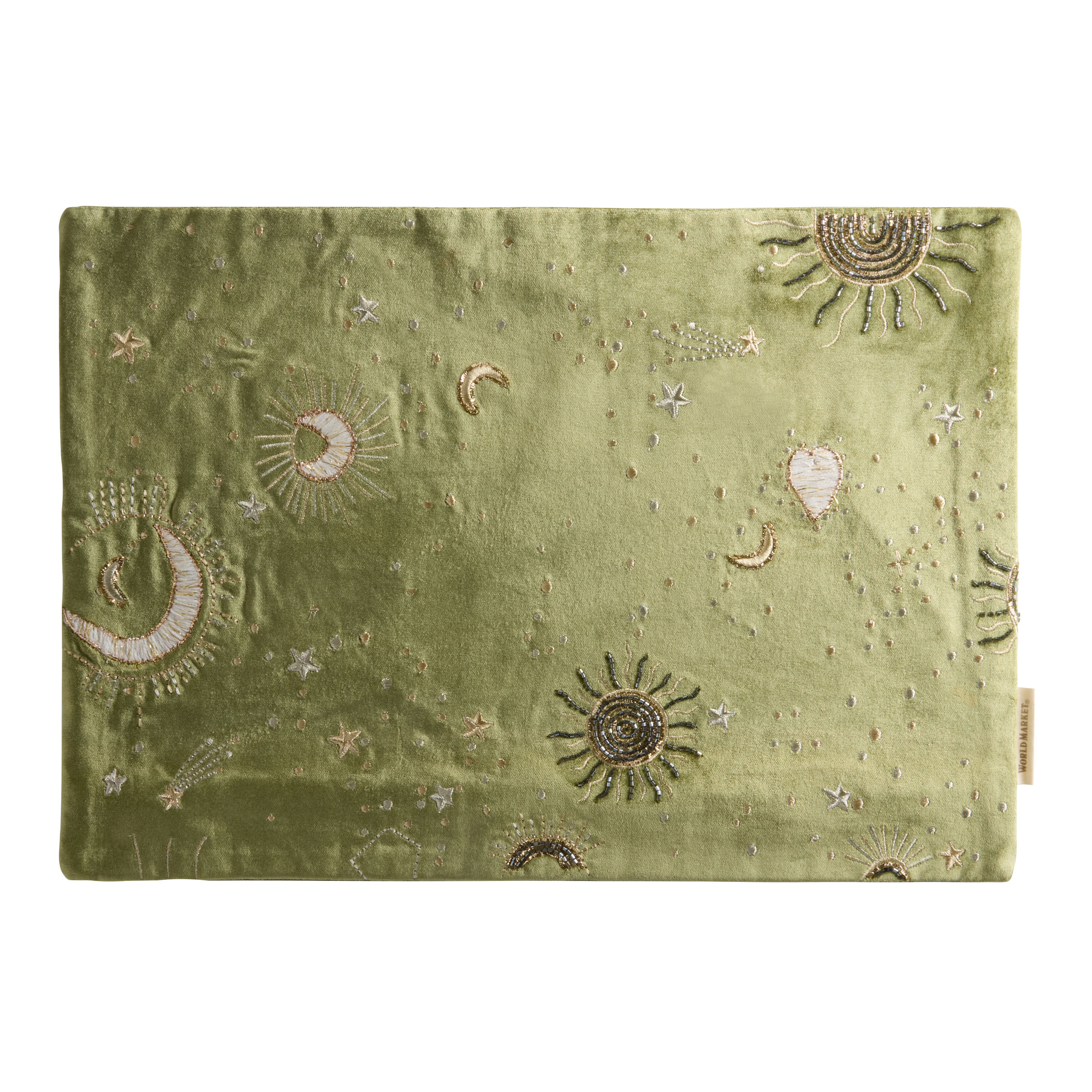 Sage Green Celestial Embroidered Lumbar Pillow Cover World Market