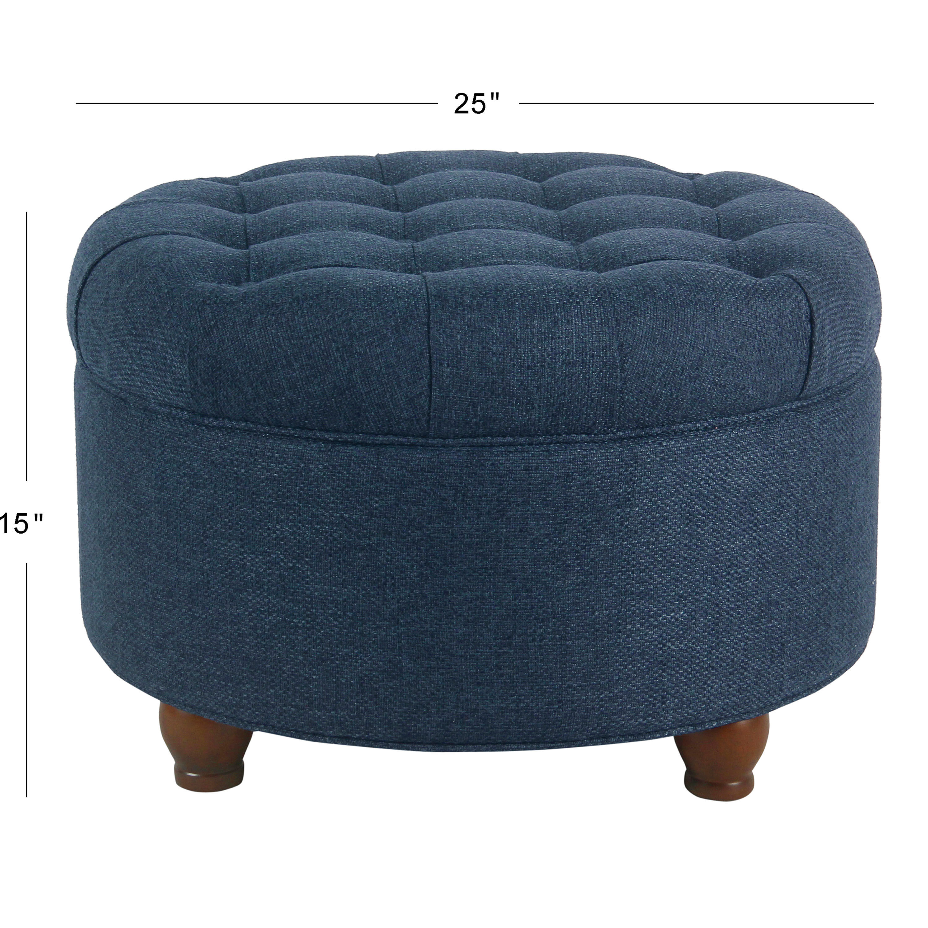 Hill Round Linen Tufted Upholstered Storage Ottoman image number 5