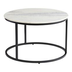Milan Round White Marble and Metal Coffee Table
