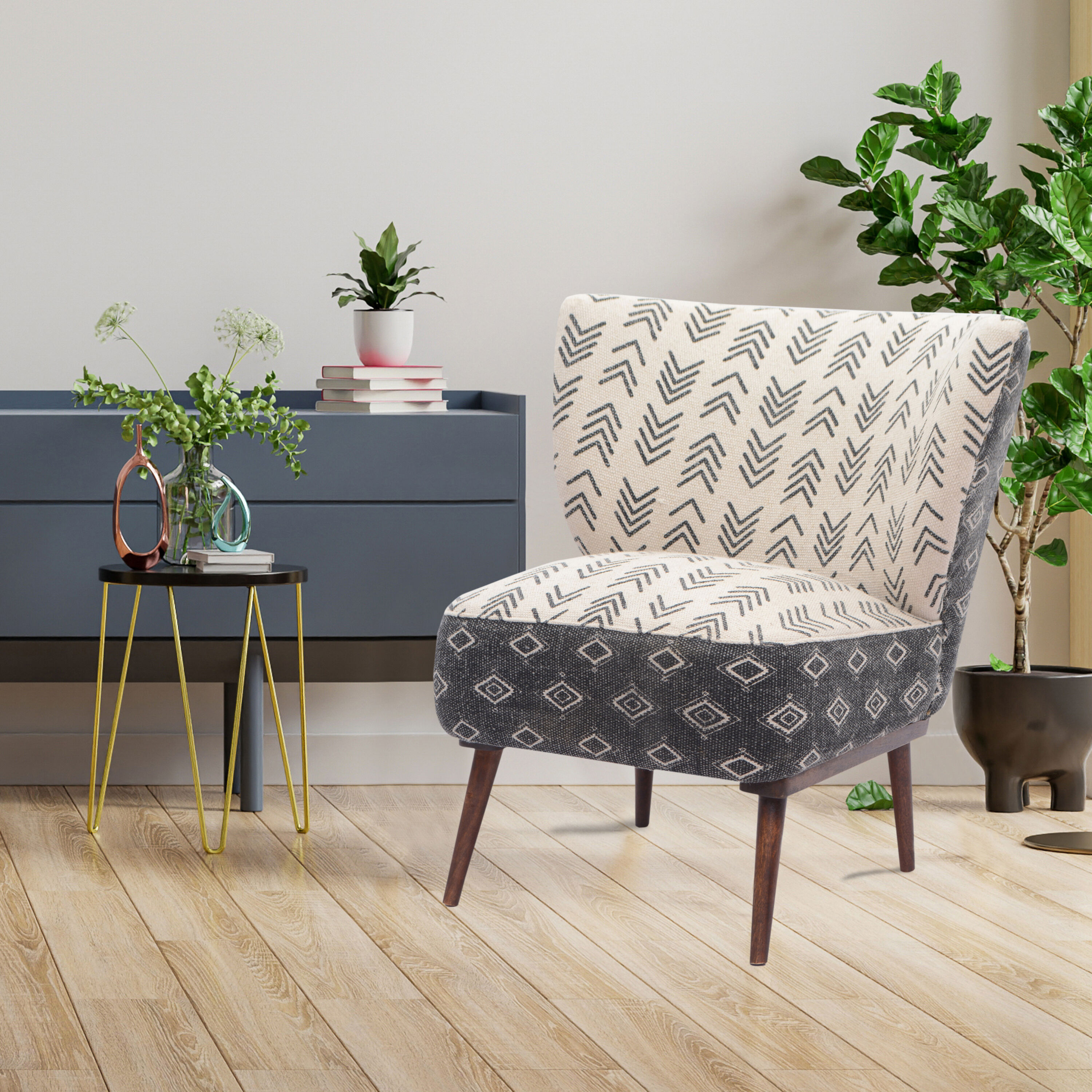 Black and cream accent chairs sale