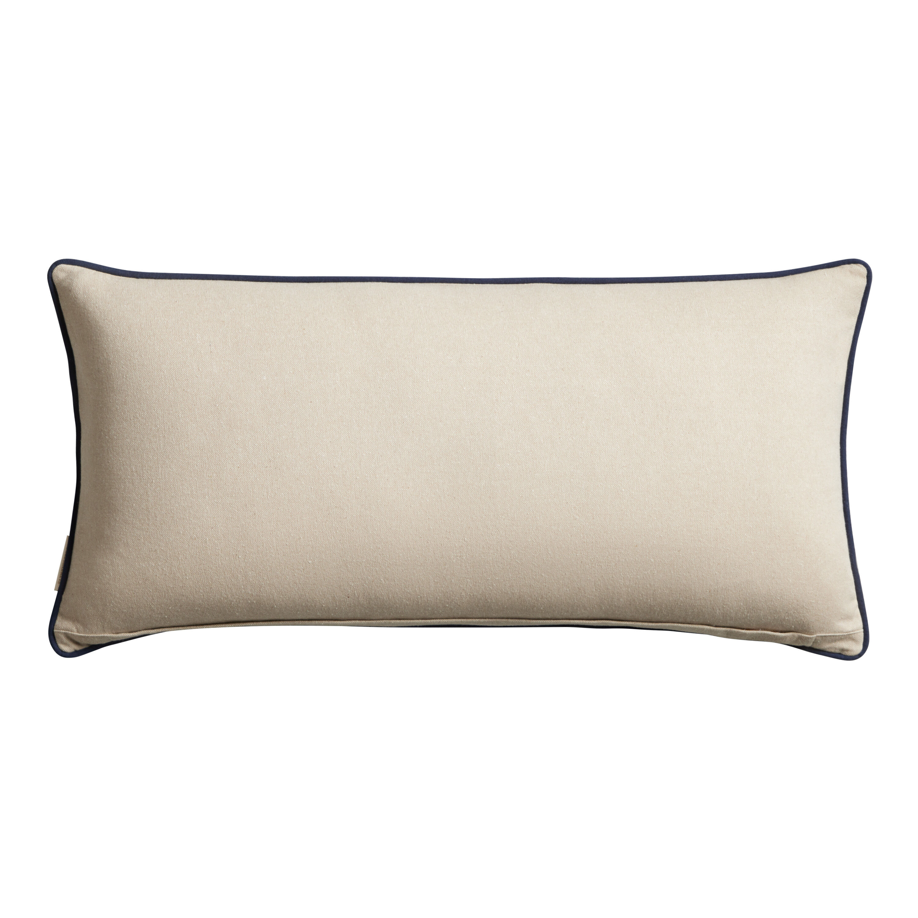 Ivory And Blue Ikat Printed Lumbar Pillow image number 2