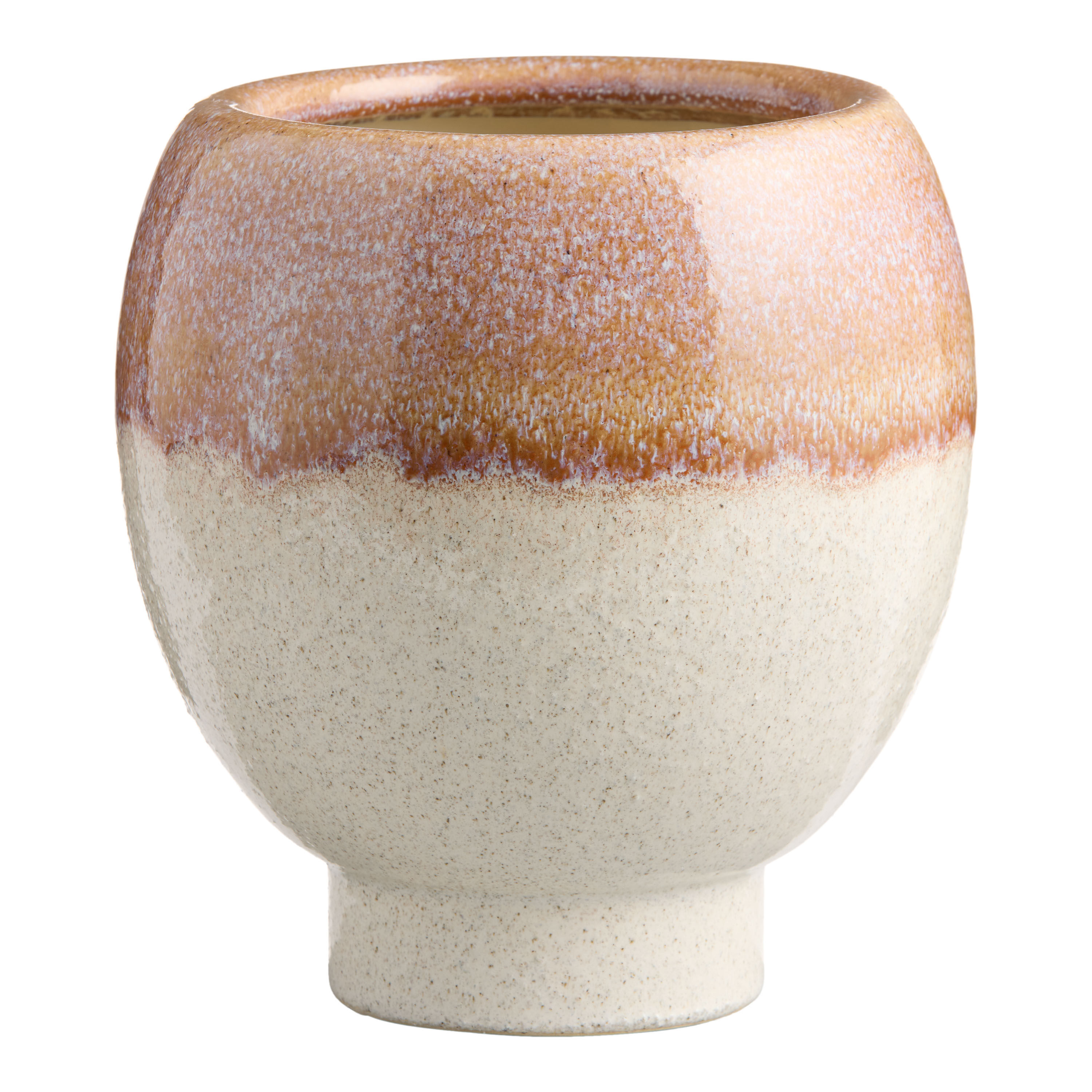 Ivory and Gold Reactive Glaze Ceramic Ombre Footed Planter image number 0
