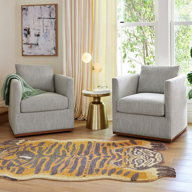 Merritt Ivory and Black Herringbone Upholstered Swivel Chair Merritt Ivory and Black Herringbone Upholstered Swivel Chair