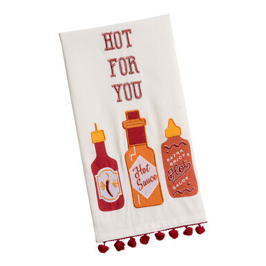 Hot Sauce Embroidered Kitchen Towel Hot Sauce Embroidered Kitchen Towel